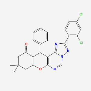 2-(2,4-dichlorophenyl)-9,9-dimethyl-12-phenyl-8,9,10,12-tetrahydro-11H-chromeno[3,2-e][1,2,4]triazolo[1,5-c]pyrimidin-11-one