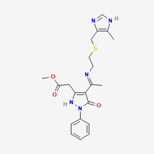 methyl [(4Z)-4-{1-[(2-{[(5-methyl-1H-imidazol-4-yl)methyl]sulfanyl}ethyl)amino]ethylidene}-5-oxo-1-phenyl-4,5-dihydro-1H-pyrazol-3-yl]acetate