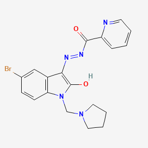 molecular formula C19H18BrN5O2 B10871827 N'-[(3Z)-5-bromo-2-oxo-1-(pyrrolidin-1-ylmethyl)-1,2-dihydro-3H-indol-3-ylidene]pyridine-2-carbohydrazide 