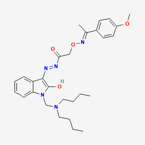 molecular formula C28H37N5O4 B10871841 N'-{(3Z)-1-[(dibutylamino)methyl]-2-oxo-1,2-dihydro-3H-indol-3-ylidene}-2-({[(1E)-1-(4-methoxyphenyl)ethylidene]amino}oxy)acetohydrazide 