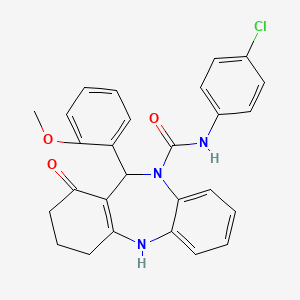 molecular formula C27H24ClN3O3 B10871849 N-(4-chlorophenyl)-11-(2-methoxyphenyl)-1-oxo-1,2,3,4,5,11-hexahydro-10H-dibenzo[b,e][1,4]diazepine-10-carboxamide 