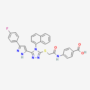 4-{[({5-[3-(4-fluorophenyl)-1H-pyrazol-5-yl]-4-(naphthalen-1-yl)-4H-1,2,4-triazol-3-yl}sulfanyl)acetyl]amino}benzoic acid