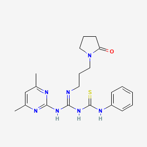 molecular formula C21H27N7OS B10871863 1-[(E)-[(4,6-dimethylpyrimidin-2-yl)amino]{[3-(2-oxopyrrolidin-1-yl)propyl]amino}methylidene]-3-phenylthiourea 