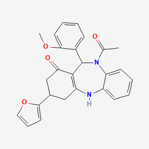 10-acetyl-3-(2-furyl)-11-(2-methoxyphenyl)-2,3,4,5,10,11-hexahydro-1H-dibenzo[b,e][1,4]diazepin-1-one