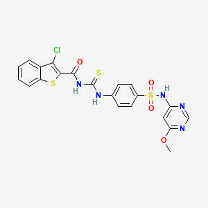 molecular formula C21H16ClN5O4S3 B10871886 3-chloro-N-[[4-[(6-methoxypyrimidin-4-yl)sulfamoyl]phenyl]carbamothioyl]-1-benzothiophene-2-carboxamide 