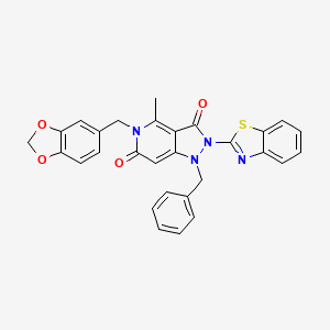 molecular formula C29H22N4O4S B10871909 5-(1,3-benzodioxol-5-ylmethyl)-2-(1,3-benzothiazol-2-yl)-1-benzyl-4-methyl-1H-pyrazolo[4,3-c]pyridine-3,6(2H,5H)-dione 