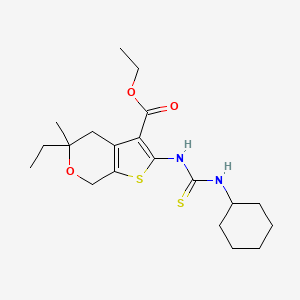 ethyl 2-[(cyclohexylcarbamothioyl)amino]-5-ethyl-5-methyl-4,7-dihydro-5H-thieno[2,3-c]pyran-3-carboxylate