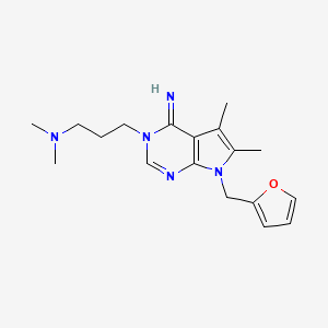 3-(7-(furan-2-ylmethyl)-4-imino-5,6-dimethyl-4,7-dihydro-3H-pyrrolo[2,3-d]pyrimidin-3-yl)-N,N-dimethylpropan-1-amine