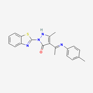 molecular formula C20H18N4OS B10871927 (4Z)-2-(1,3-benzothiazol-2-yl)-5-methyl-4-{1-[(4-methylphenyl)amino]ethylidene}-2,4-dihydro-3H-pyrazol-3-one 