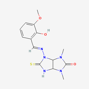 4-{[(E)-(2-hydroxy-3-methoxyphenyl)methylidene]amino}-1,3-dimethyl-5-thioxohexahydroimidazo[4,5-d]imidazol-2(1H)-one