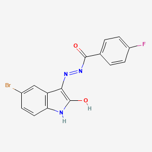 N'-[(3E)-5-bromo-2-oxo-1,2-dihydro-3H-indol-3-ylidene]-4-fluorobenzohydrazide