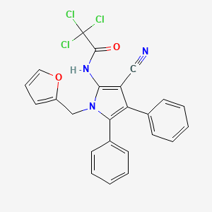 molecular formula C24H16Cl3N3O2 B10871964 2,2,2-trichloro-N-[3-cyano-1-(furan-2-ylmethyl)-4,5-diphenylpyrrol-2-yl]acetamide 