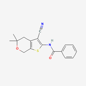 molecular formula C17H16N2O2S B10871977 N-(3-cyano-5,5-dimethyl-4,7-dihydro-5H-thieno[2,3-c]pyran-2-yl)benzamide 