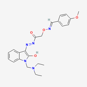 N'-{(3Z)-1-[(diethylamino)methyl]-2-oxo-1,2-dihydro-3H-indol-3-ylidene}-2-({[(E)-(4-methoxyphenyl)methylidene]amino}oxy)acetohydrazide