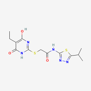 2-[(5-ethyl-4-hydroxy-6-oxo-1,6-dihydropyrimidin-2-yl)sulfanyl]-N-[5-(propan-2-yl)-1,3,4-thiadiazol-2-yl]acetamide