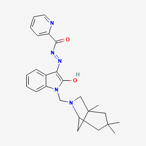 molecular formula C25H29N5O2 B10872075 N'-{(3Z)-2-oxo-1-[(1,3,3-trimethyl-6-azabicyclo[3.2.1]oct-6-yl)methyl]-1,2-dihydro-3H-indol-3-ylidene}pyridine-2-carbohydrazide 