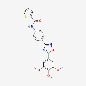 molecular formula C22H19N3O5S B10872086 N-{4-[5-(3,4,5-trimethoxyphenyl)-1,2,4-oxadiazol-3-yl]phenyl}thiophene-2-carboxamide 