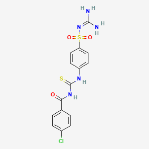 molecular formula C15H14ClN5O3S2 B10872088 N-{[4-(carbamimidoylsulfamoyl)phenyl]carbamothioyl}-4-chlorobenzamide 