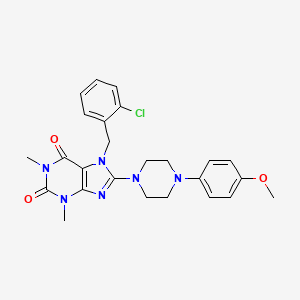 molecular formula C25H27ClN6O3 B10872097 7-(2-chlorobenzyl)-8-[4-(4-methoxyphenyl)piperazin-1-yl]-1,3-dimethyl-3,7-dihydro-1H-purine-2,6-dione 