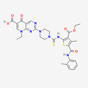 2-[4-({3-(Ethoxycarbonyl)-4-methyl-5-[(2-methylphenyl)carbamoyl]thiophen-2-yl}carbamothioyl)piperazin-1-yl]-8-ethyl-5-oxo-5,8-dihydropyrido[2,3-d]pyrimidine-6-carboxylic acid