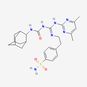 molecular formula C26H35N7O3S B10872121 4-{2-[N'-(4,6-dimethylpyrimidin-2-yl)-N''-(tricyclo[3.3.1.1~3,7~]dec-2-ylcarbamoyl)carbamimidamido]ethyl}benzenesulfonamide 