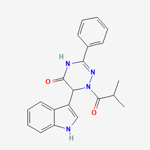 molecular formula C21H20N4O2 B10872126 6-(1H-indol-3-yl)-1-(2-methylpropanoyl)-3-phenyl-1,6-dihydro-1,2,4-triazin-5(4H)-one 