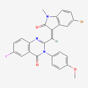 molecular formula C25H17BrIN3O3 B10872133 2-[(Z)-(5-bromo-1-methyl-2-oxo-1,2-dihydro-3H-indol-3-ylidene)methyl]-6-iodo-3-(4-methoxyphenyl)quinazolin-4(3H)-one 