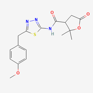 molecular formula C17H19N3O4S B10872141 N-(5-(4-methoxybenzyl)-1,3,4-thiadiazol-2-yl)-2,2-dimethyl-5-oxotetrahydrofuran-3-carboxamide 