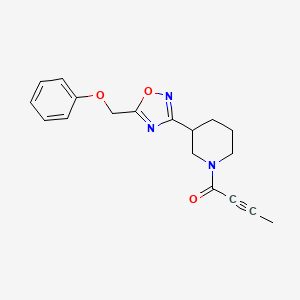 molecular formula C18H19N3O3 B10872149 1-{3-[5-(Phenoxymethyl)-1,2,4-oxadiazol-3-YL]piperidino}-2-butyn-1-one 