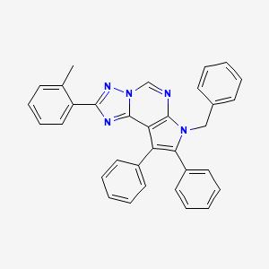 molecular formula C33H25N5 B10872203 7-benzyl-2-(2-methylphenyl)-8,9-diphenyl-7H-pyrrolo[3,2-e][1,2,4]triazolo[1,5-c]pyrimidine 