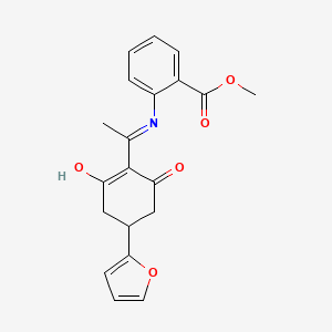 molecular formula C20H19NO5 B10872226 Methyl 2-({1-[4-(furan-2-yl)-2,6-dioxocyclohexylidene]ethyl}amino)benzoate 