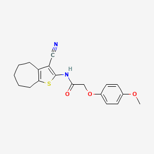 molecular formula C19H20N2O3S B10872232 N-(3-cyano-5,6,7,8-tetrahydro-4H-cyclohepta[b]thiophen-2-yl)-2-(4-methoxyphenoxy)acetamide 