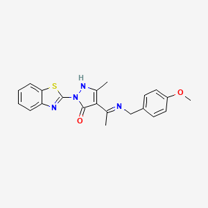 (4Z)-2-(1,3-benzothiazol-2-yl)-4-{1-[(4-methoxybenzyl)amino]ethylidene}-5-methyl-2,4-dihydro-3H-pyrazol-3-one