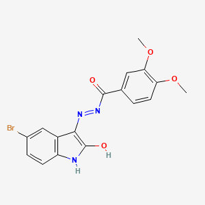 N'~1~-(5-bromo-2-oxo-1,2-dihydro-3H-indol-3-yliden)-3,4-dimethoxybenzohydrazide