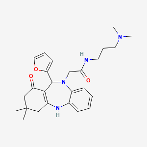 N-[3-(dimethylamino)propyl]-2-[11-(furan-2-yl)-3,3-dimethyl-1-oxo-1,2,3,4,5,11-hexahydro-10H-dibenzo[b,e][1,4]diazepin-10-yl]acetamide