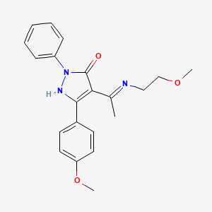 (4Z)-4-{1-[(2-methoxyethyl)amino]ethylidene}-5-(4-methoxyphenyl)-2-phenyl-2,4-dihydro-3H-pyrazol-3-one