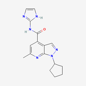 molecular formula C16H18N6O B10872324 1-cyclopentyl-N-(1H-imidazol-2-yl)-6-methyl-1H-pyrazolo[3,4-b]pyridine-4-carboxamide 