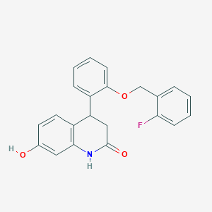 molecular formula C22H18FNO3 B10872341 4-{2-[(2-fluorobenzyl)oxy]phenyl}-7-hydroxy-3,4-dihydroquinolin-2(1H)-one 