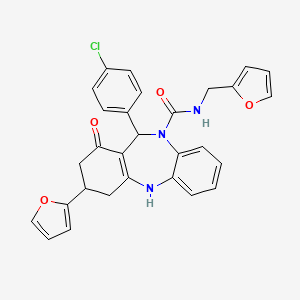 11-(4-chlorophenyl)-3-(2-furyl)-N-(2-furylmethyl)-1-oxo-1,2,3,4,5,11-hexahydro-10H-dibenzo[b,e][1,4]diazepine-10-carboxamide