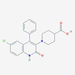 molecular formula C21H19ClN2O3 B10872380 1-(6-Chloro-2-oxo-4-phenyl-1,2-dihydroquinolin-3-yl)piperidine-4-carboxylic acid 