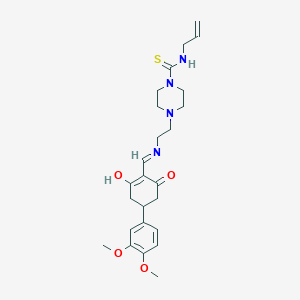 molecular formula C25H34N4O4S B10872388 4-[2-({[4-(3,4-dimethoxyphenyl)-2,6-dioxocyclohexylidene]methyl}amino)ethyl]-N-(prop-2-en-1-yl)piperazine-1-carbothioamide 