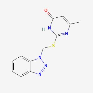 molecular formula C12H11N5OS B10872418 2-[(1H-benzotriazol-1-ylmethyl)sulfanyl]-6-methylpyrimidin-4(3H)-one 