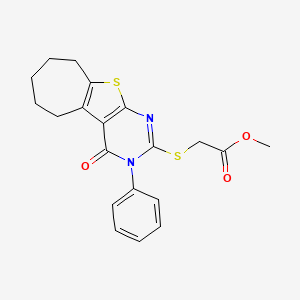 Methyl 2-[(4-oxo-3-phenyl-3,5,6,7,8,9-hexahydro-4H-cyclohepta[4,5]thieno[2,3-D]pyrimidin-2-YL)sulfanyl]acetate