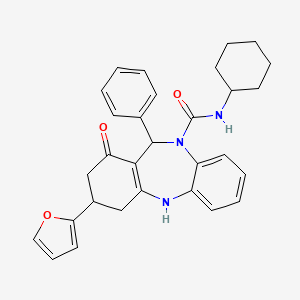 N-cyclohexyl-3-(2-furyl)-1-oxo-11-phenyl-1,2,3,4,5,11-hexahydro-10H-dibenzo[b,e][1,4]diazepine-10-carboxamide