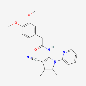 molecular formula C22H22N4O3 B10872430 N-[3-cyano-4,5-dimethyl-1-(pyridin-2-yl)-1H-pyrrol-2-yl]-2-(3,4-dimethoxyphenyl)acetamide 