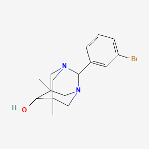 molecular formula C16H21BrN2O B10872443 2-(3-Bromophenyl)-5,7-dimethyl-1,3-diazatricyclo[3.3.1.1~3,7~]decan-6-OL 