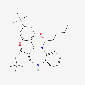 molecular formula C31H40N2O2 B10872449 11-(4-tert-butylphenyl)-10-hexanoyl-3,3-dimethyl-2,3,4,5,10,11-hexahydro-1H-dibenzo[b,e][1,4]diazepin-1-one 