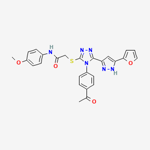 molecular formula C26H22N6O4S B10872452 2-({4-(4-acetylphenyl)-5-[3-(furan-2-yl)-1H-pyrazol-5-yl]-4H-1,2,4-triazol-3-yl}sulfanyl)-N-(4-methoxyphenyl)acetamide 