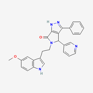 molecular formula C27H23N5O2 B10872473 5-[2-(5-methoxy-1H-indol-3-yl)ethyl]-3-phenyl-4-(pyridin-3-yl)-4,5-dihydropyrrolo[3,4-c]pyrazol-6(2H)-one 