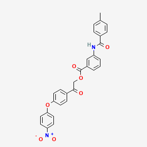 molecular formula C29H22N2O7 B10872493 2-[4-(4-Nitrophenoxy)phenyl]-2-oxoethyl 3-{[(4-methylphenyl)carbonyl]amino}benzoate 